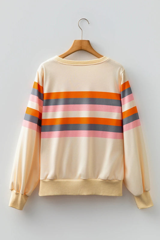 Stribet sweatshirt med pufærmer til kvinder