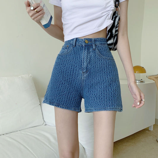 Wide Leg High Waist Woven Denim Shorts