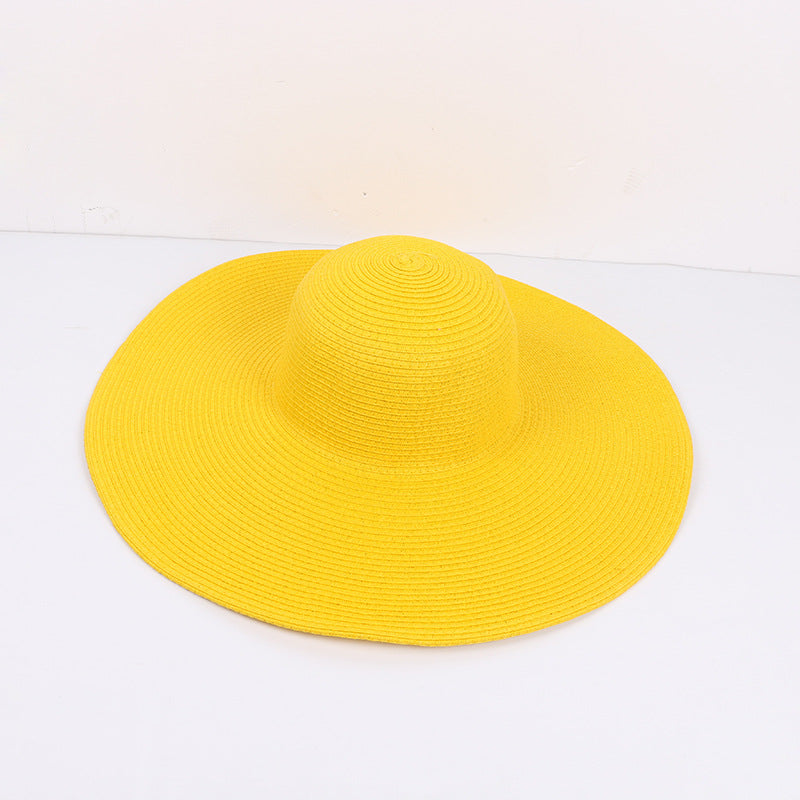 Women's Outdoor Large Brim Solid Color Straw Hat