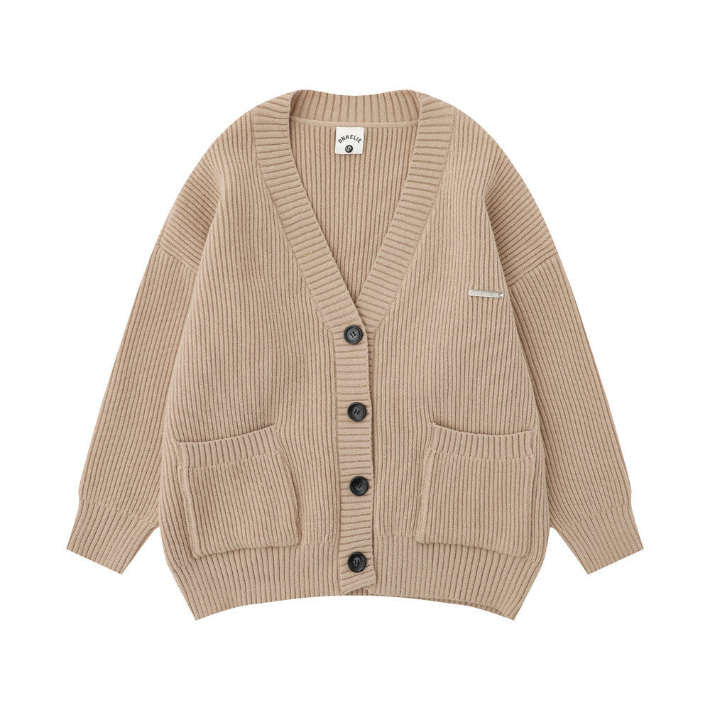 Casual Loose Long Sleeve Solid Color Knit Sweater Coat For Men