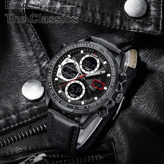 Mens Sports PU Leather Belt Quartz Watch
