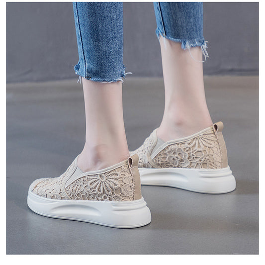 Fisherman's Shoes, Women's Inner Heightening Loafers, Foot Lace, Lightweight And Breathable