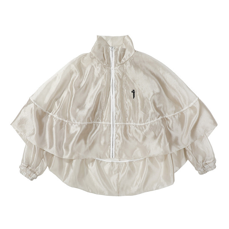 Pearl Yarn Cape And Shawl Hip Hop Stand Collar Sun Protection Top