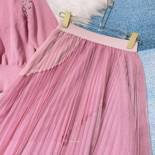 Top Panel Mesh Skirt Set