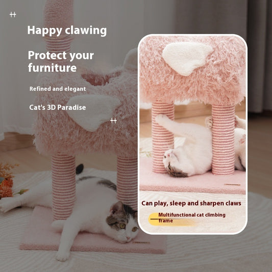 Multi-functional Sisal Cat Climbing Frame Cat Nest One-piece Non-chip Grinding Claw Cat Toy