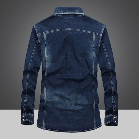 Men's Long Sleeved Denim Shirt Outdoor Leisure