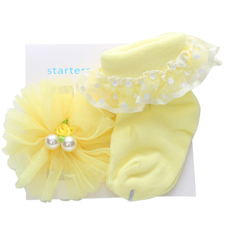 Cute Princess Lace Baby Socks Headband Set