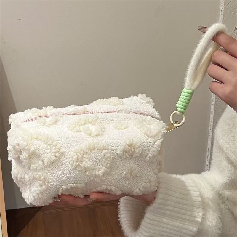 Jacquard Plush Cosmetic Bag Large Capacity Advanced Sense