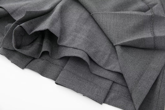 European And American Style High Waisted Wide Pleated Pants Skirt