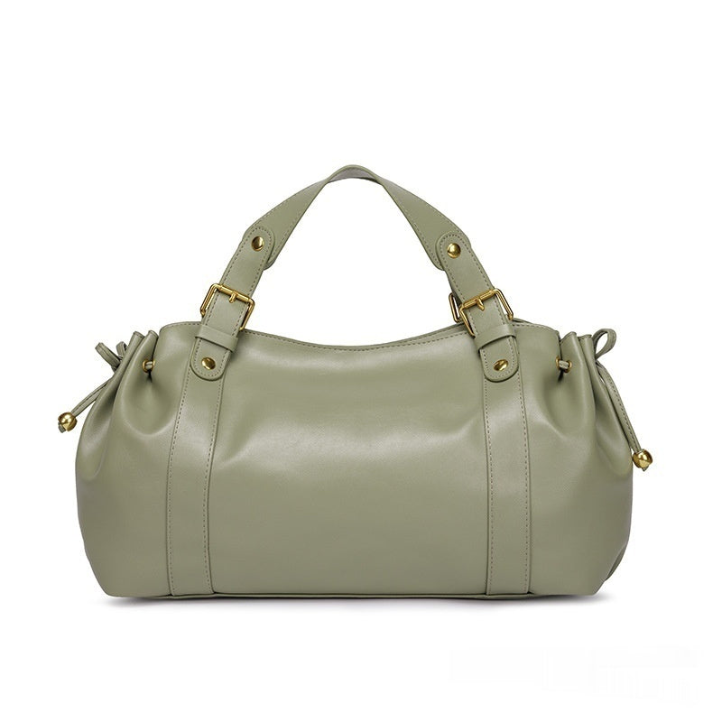 Womens Solid-Color Simple Tote HandbagShoulder Bag