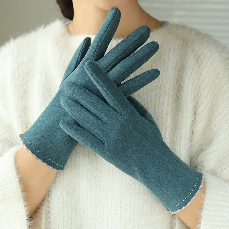 Women's Fleece Gloves Warm And Cold Protection Cute Touch Screen