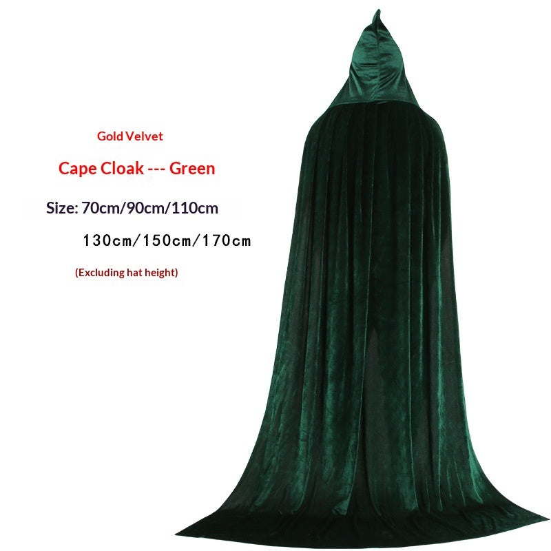 Golden Velvet Wizard Witch Prince Cloak Halloween Velvet Cape