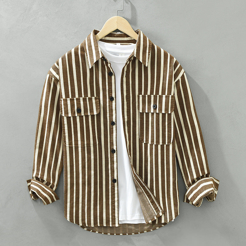 Young Men's Loose Re-work Striped Shirt