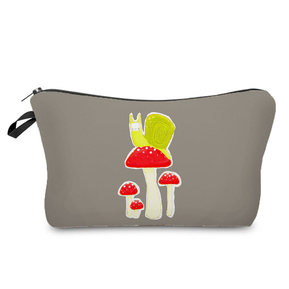Cartoon Mushroom Dumpling Type Printed Makeup Bag
