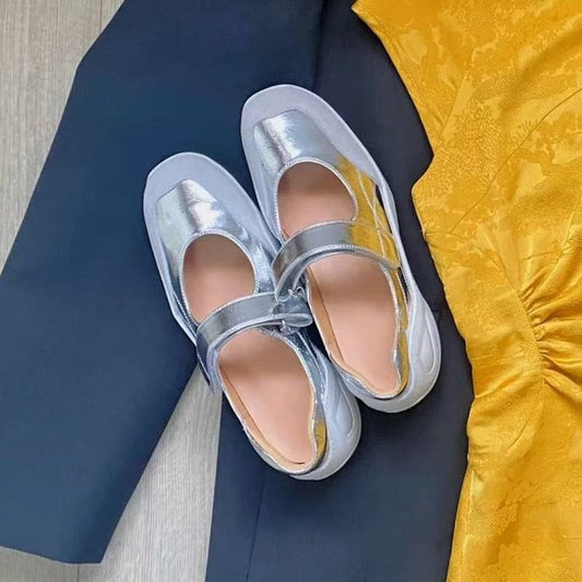 Fashion Sports Ballet Girl Thick Bottom Velcro Mary Jane Niche Leisure Pumps