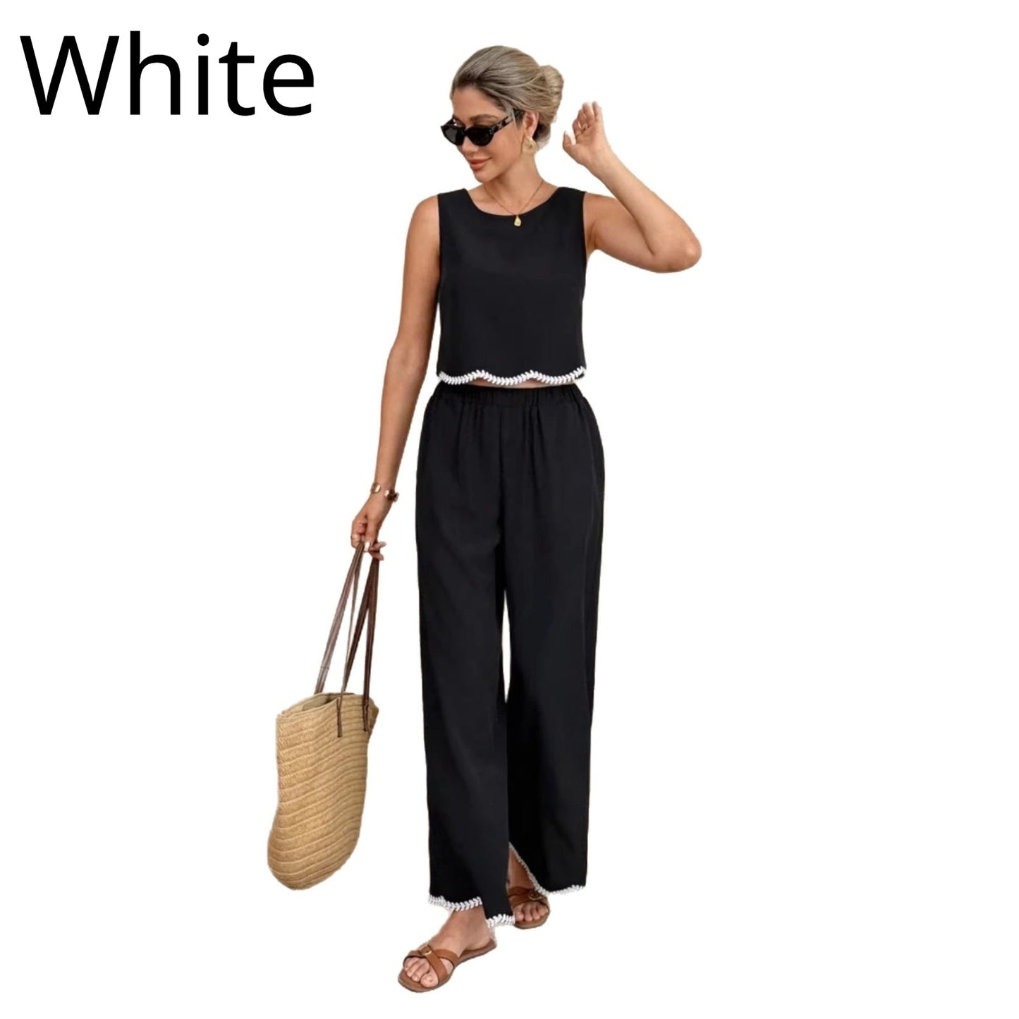 Fashionable Resort-Style Casual Camisole Top And Pants Two-Piece Set
