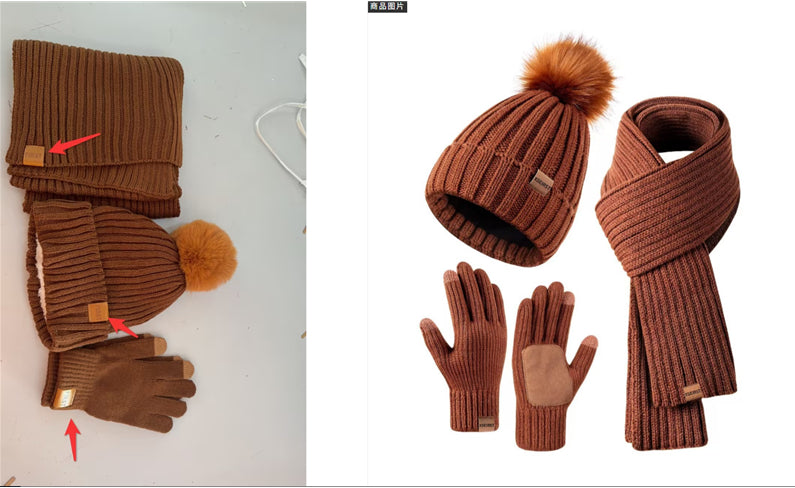 Men's And Women's Knitted Hat Scarf Gloves 9-color