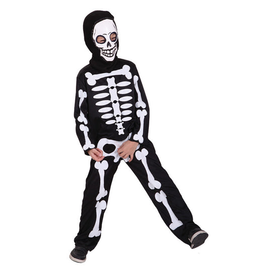 Halloween Carnival Party Children Boy Skull Makeup Ball Performance Costume