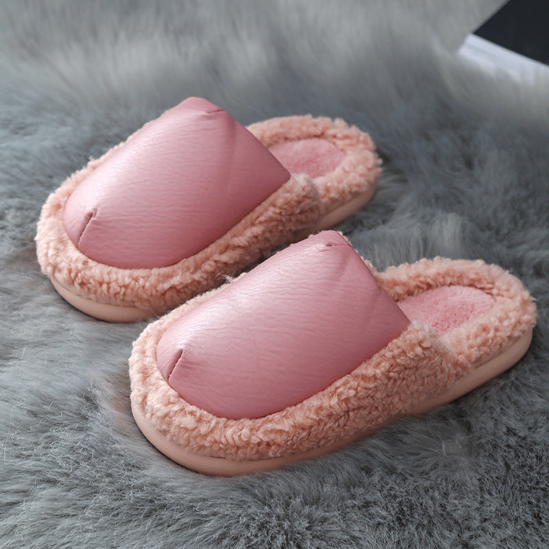 Cotton Slippers Ladies Winter Warm Indoor Home Couple Non-slip Plush