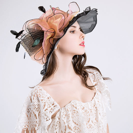 Fashion Sunscreen Mesh Sun Hat With Large Brim Shade