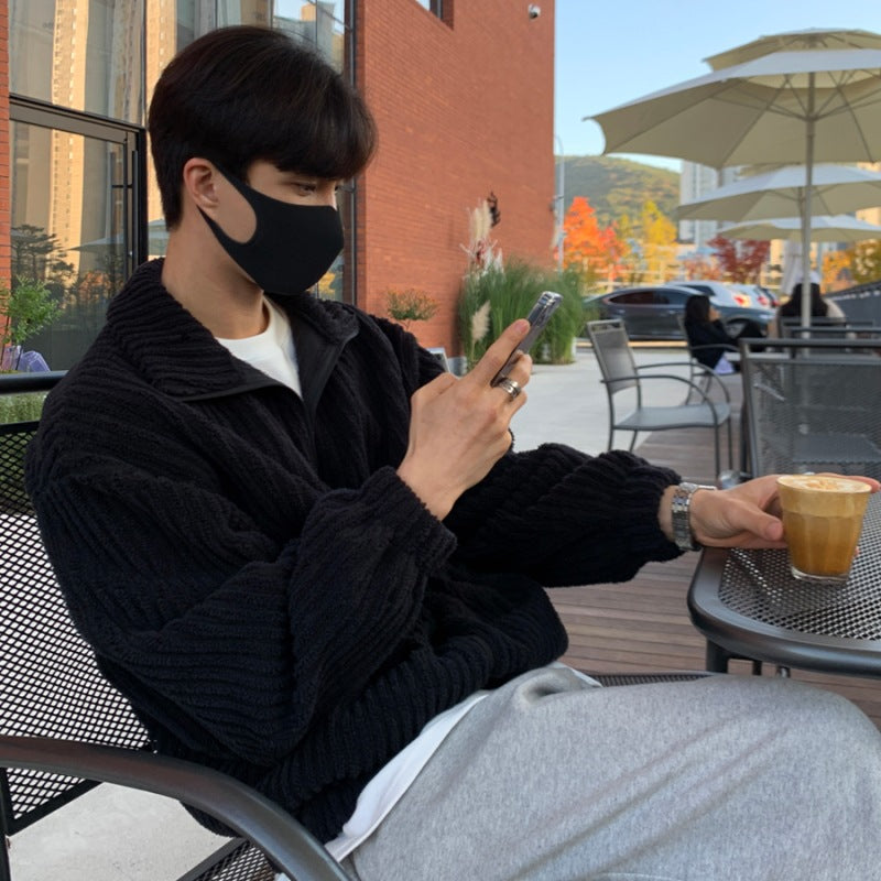 Corduroy Casual Jacket Couple Stand Collar