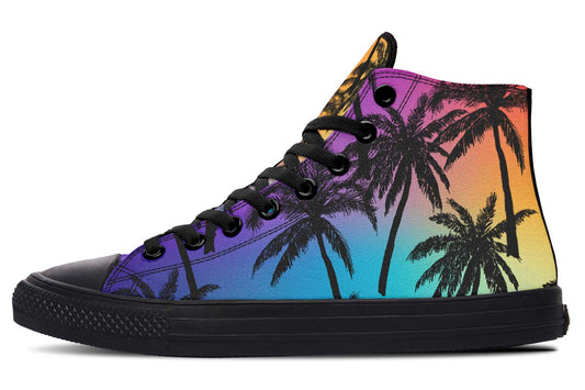 Men's And Women's Fashion Color Printing High-top Canvas Shoes