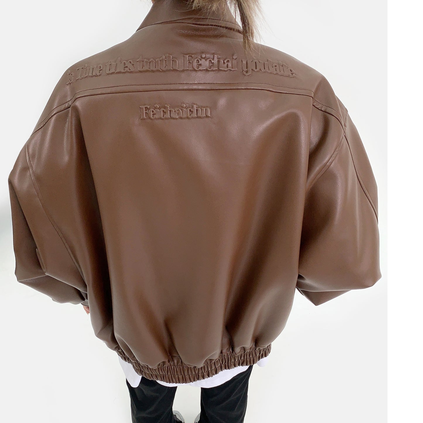 Troniche Steel Stamp PU Leather Motorcycle Jacket For Women