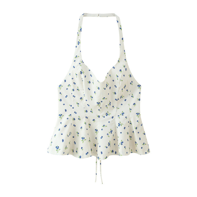 New Summer Flower Print Top Sling
