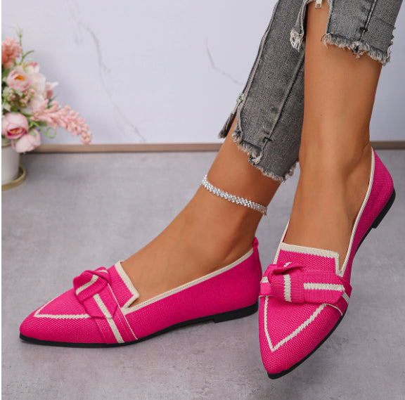 Women's Fashion Casual Flyknit Slip-on Bow Tie Shoes