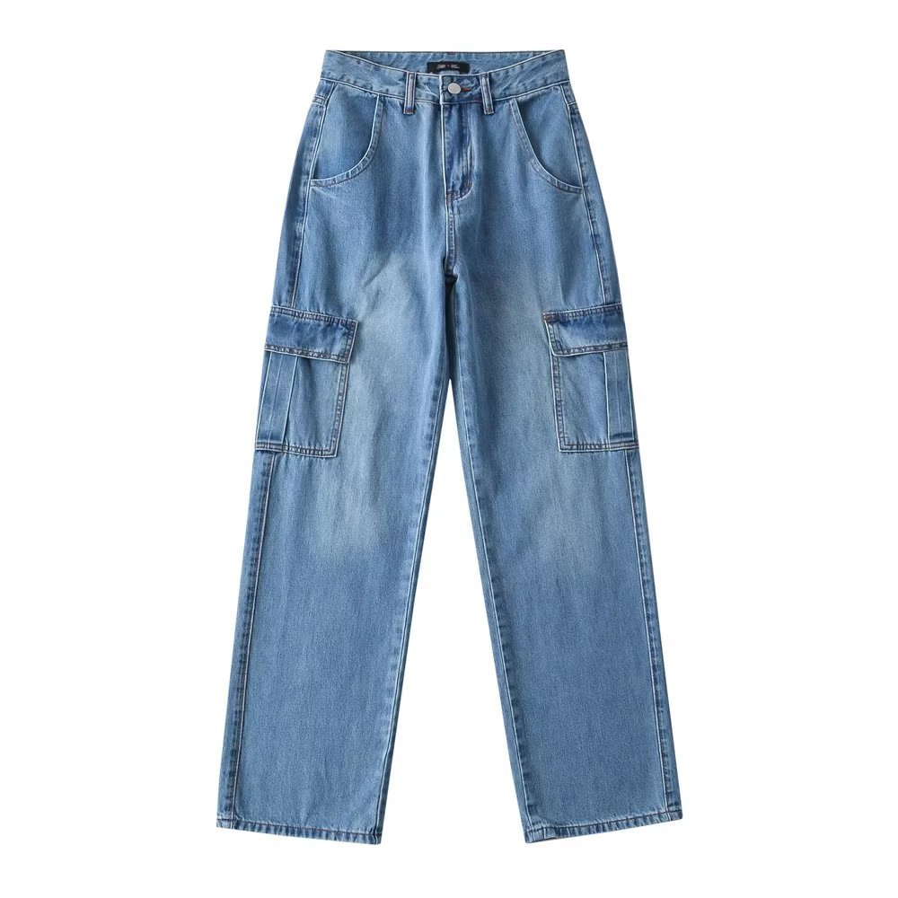 Damejeans med store lommer, straight fit