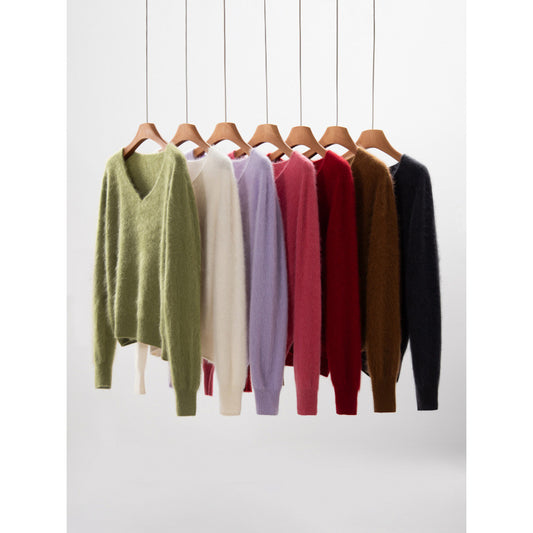 Versatile Loose-fitting Brushed Sweater In A Solid Color