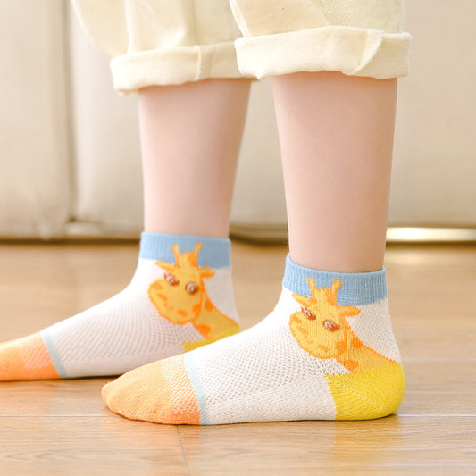 Children's Cotton Socks Mesh Cartoon Giraffe Light And Breathable