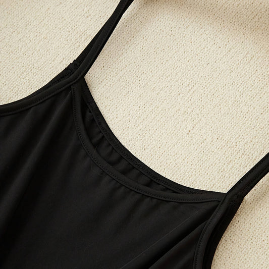 Black Rice Color-Block Butterfly-Print Slip Dress