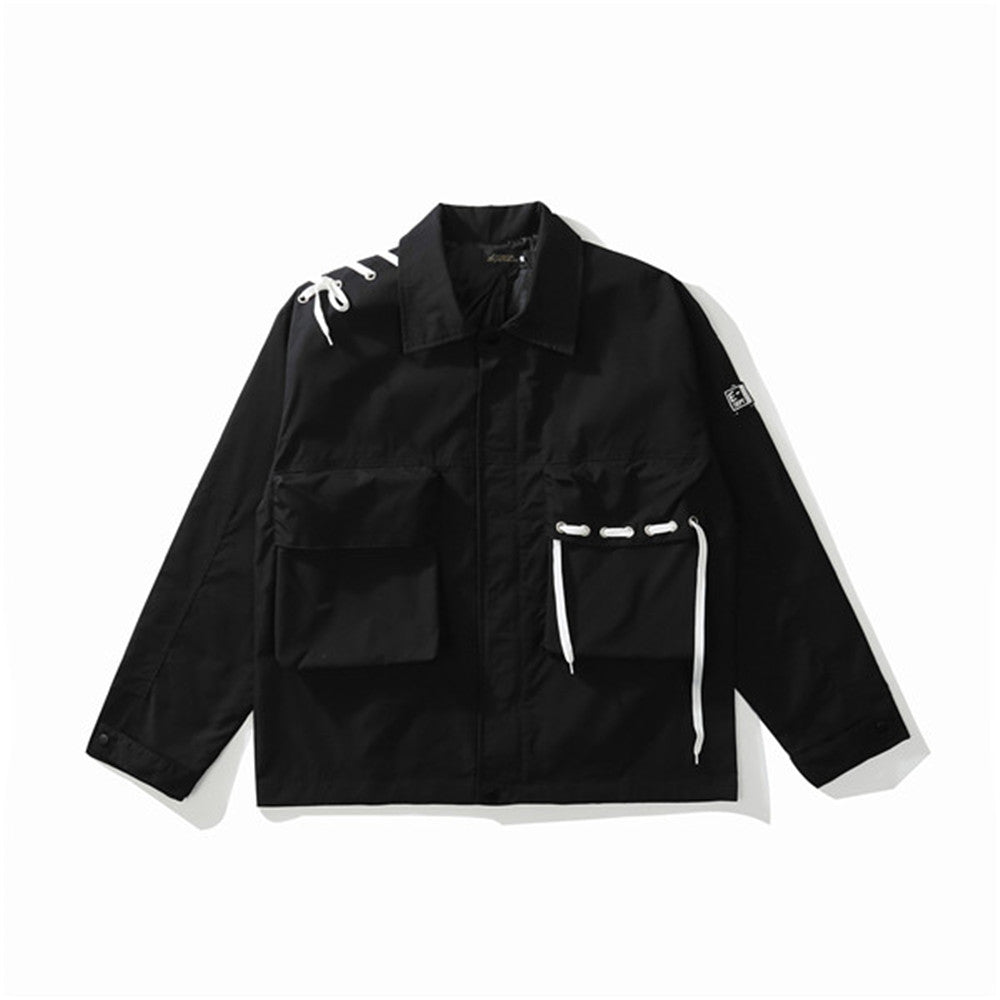 Fashionable Men's Suspenders Functional Tooling Wind Jacket