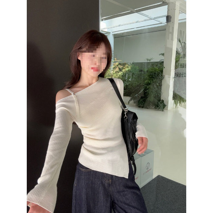 Elegant Slim Fit Slimming Slit Irregular Long Sleeve
