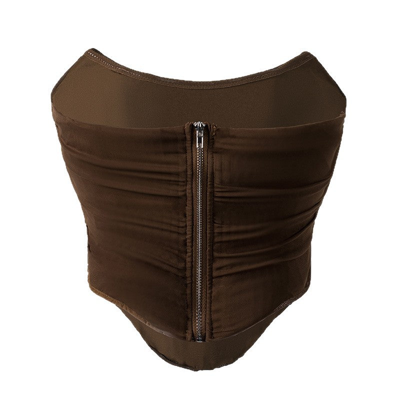 Brown Shapewear Fishbone Bustier With A Sexy High Waist