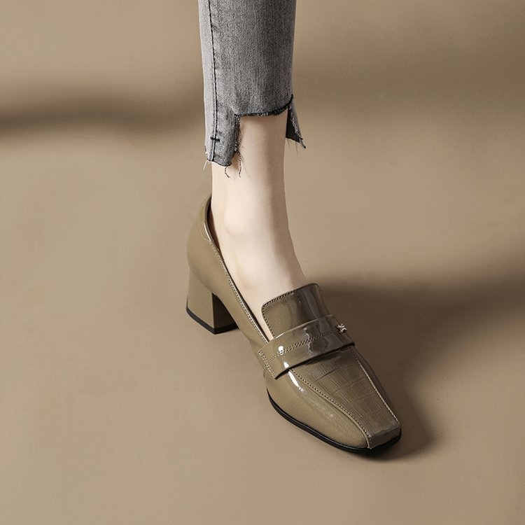 Women's Deep Mouth Leather Shoes High Heel