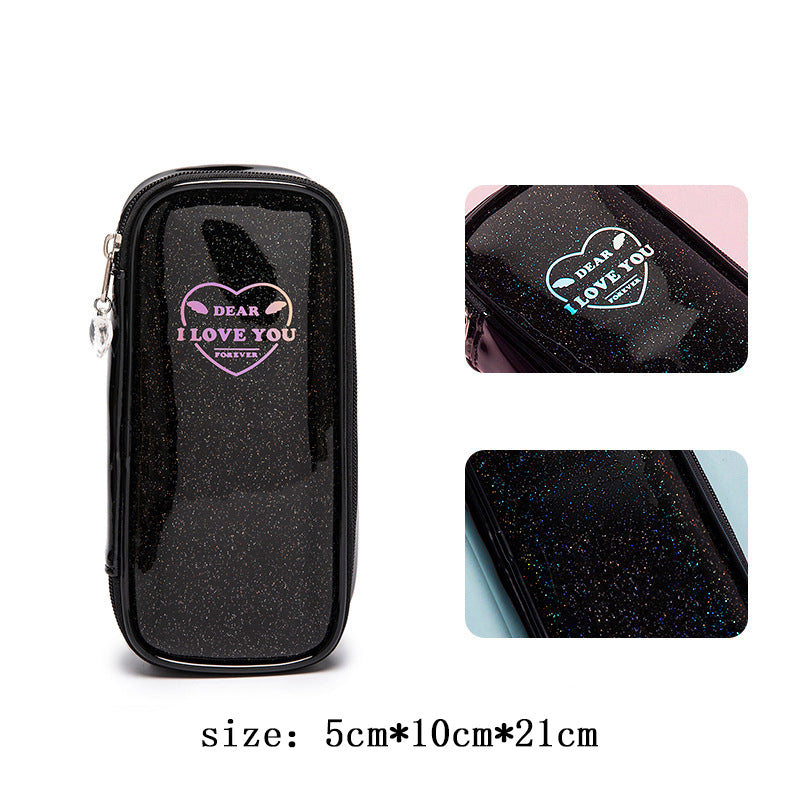 Japanese And Korean Style Shiny Sweet Transparent Zipper Pencil Case