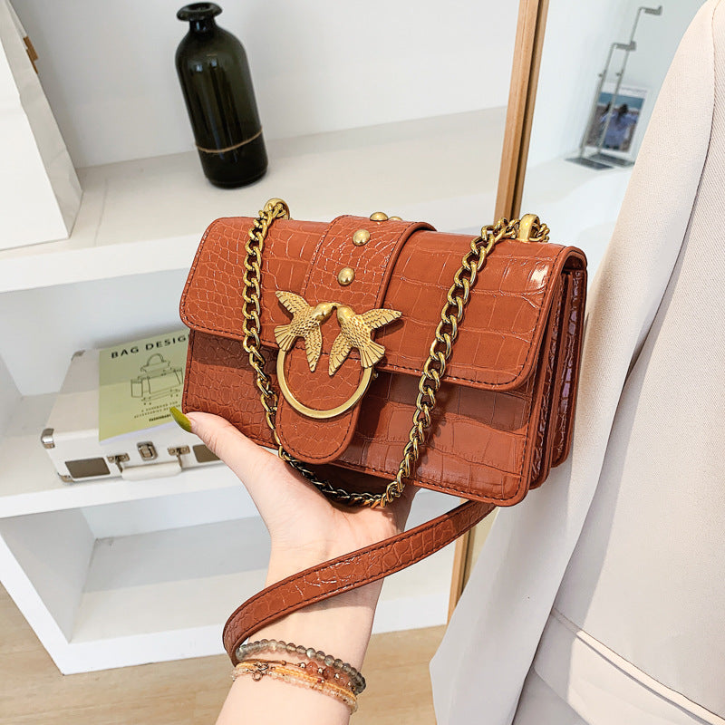 Swallow Retro Stone Pattern Shoulder Bag Fashion Women's Cross Body Bag Small Square