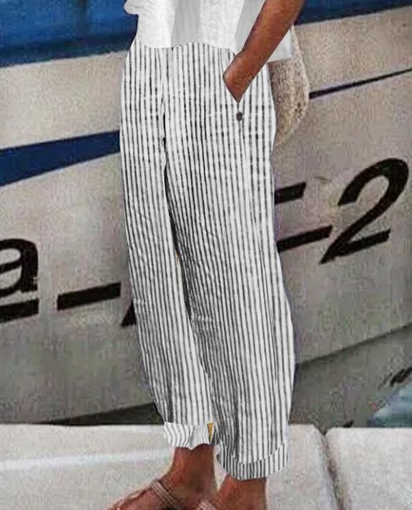 Women's Printed Fashion Graffiti Loose Pockets Casual Straight Trousers