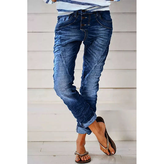 Drawstring Elastic Waist Washed Women's Casual Pants