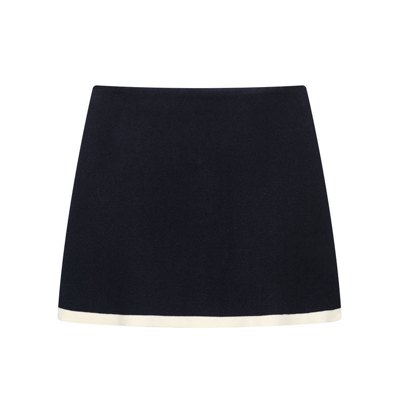 Spring And Summer New Women's Clothing Classic Style Contrast Color Knitwear Coat Knitted Mini Skirt