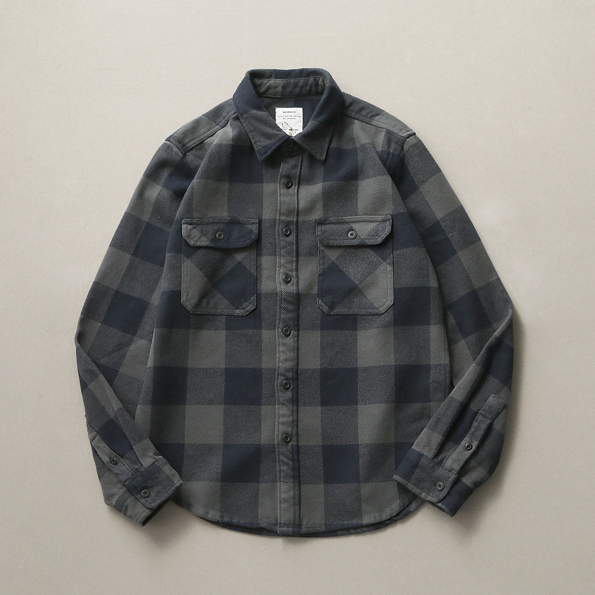 Men's Long Sleeve Retro Thick Brushed Plaid Shirt