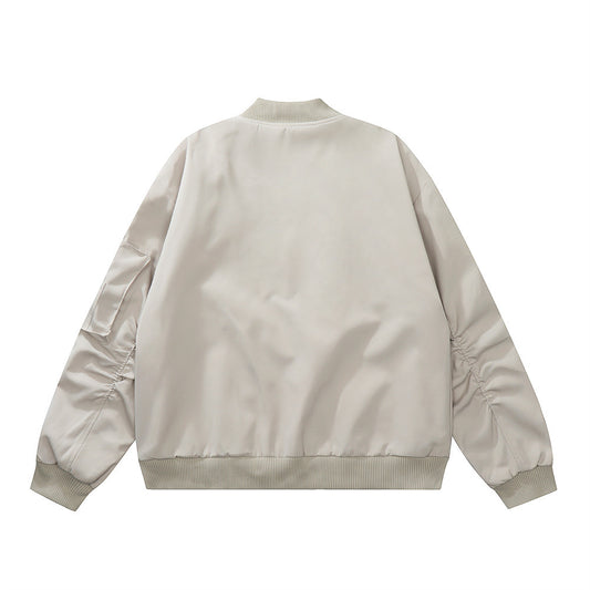 Men's Design Sleeves Pleated Fashion National Fashion Loose Baseball Uniform Jacket