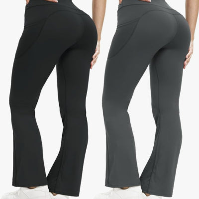 Hip-lifting Flared Yoga Pants With Side Pockets In A Workwear-inspired Style
