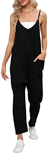 Women's Fashion Simple Large Pockets Strappy Pants