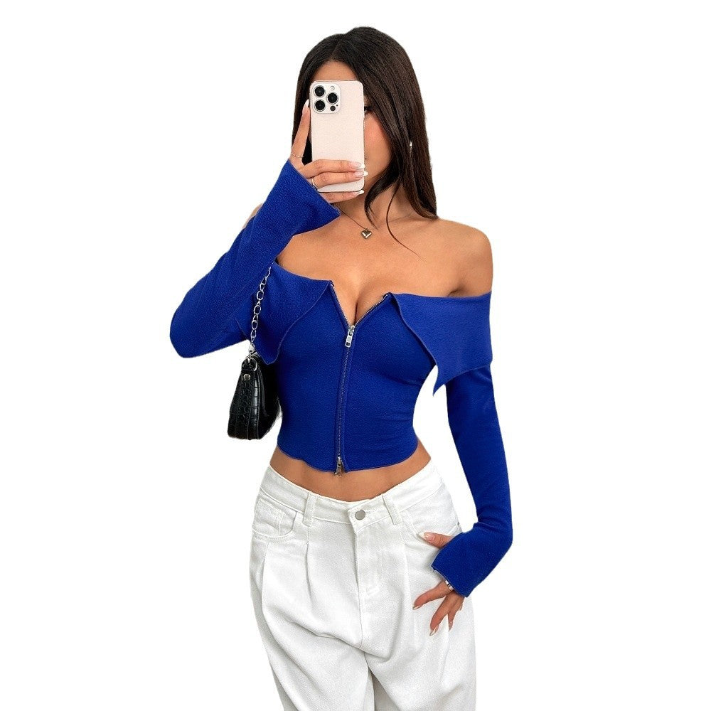 Women's Off Shoulder Trendy T-Shirt Sleeveless Short Top