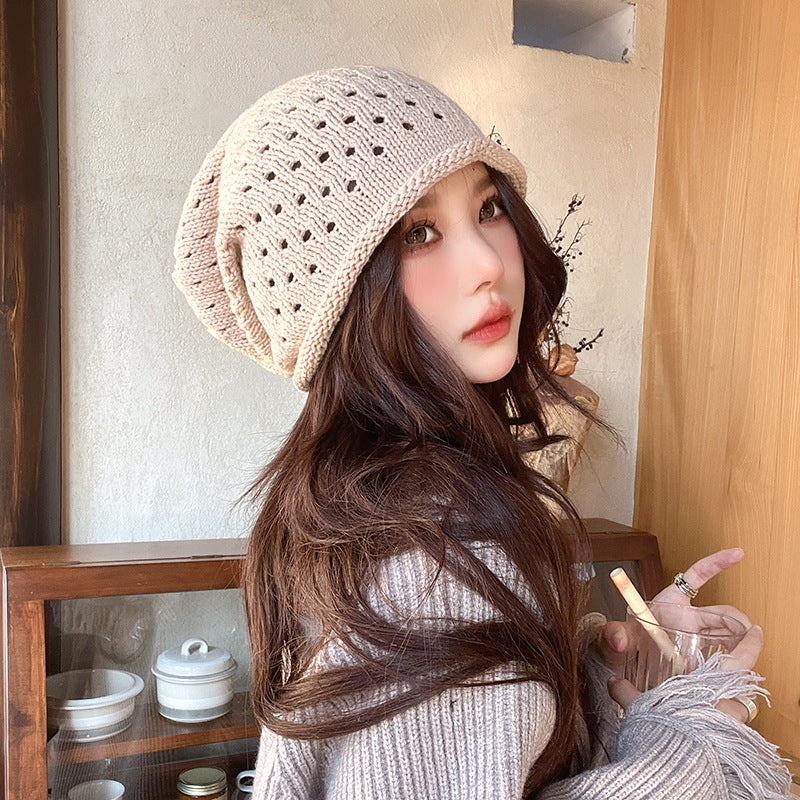 Breathable Closed Toe Hat Trendy Big Head Circumference Loose Pile Heap Cap