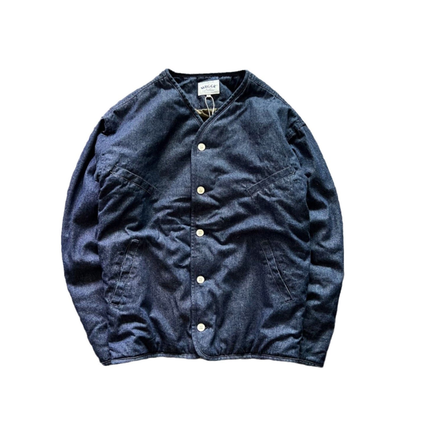 Retro Collarless Denim Cotton Coat Unisex All-match Trendy Coat