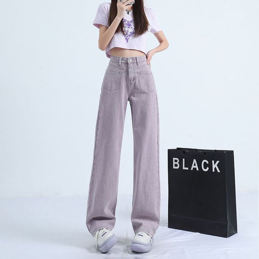 High Waist Front Pocket Design Sense Niche Loose Versatile Mop Straight-leg Pants